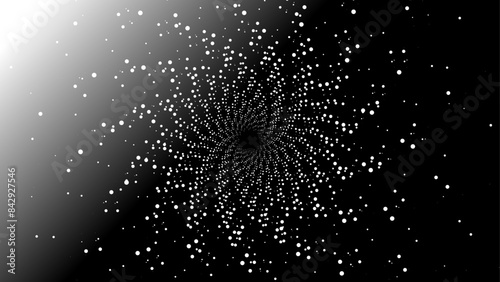 The vector dotted spiral vortex graphic is a visually interesting and complex image. use of color, movement, and text, all contribute to its overall effect. 