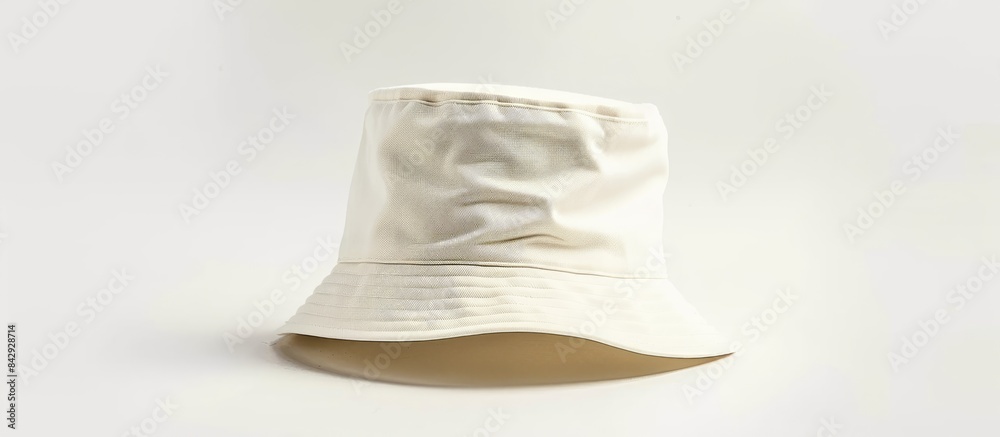Obraz premium White bucket hat isolated against white backdrop.