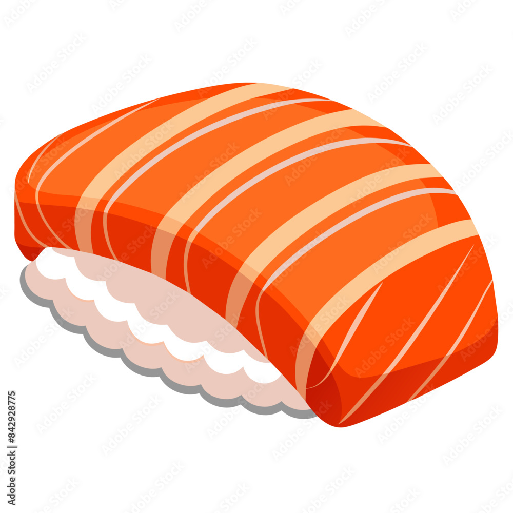 A close up of a single piece of sushi placed on a white background A close up of a single piece of sushi placed on a white background