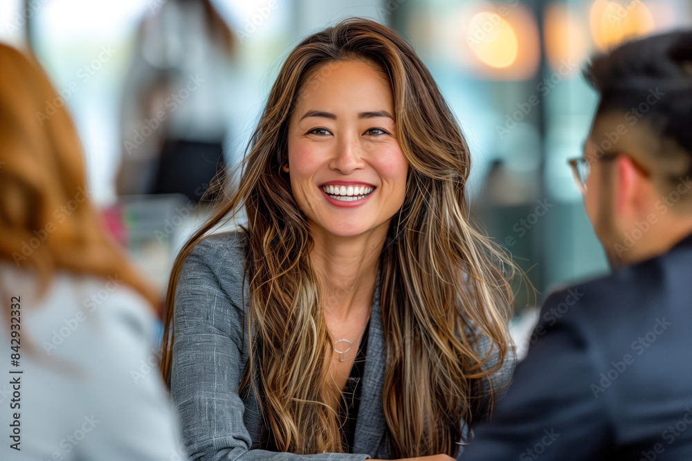 Smiling Businesswoman in a Meeting Smiling Businesswoman in a Meeting