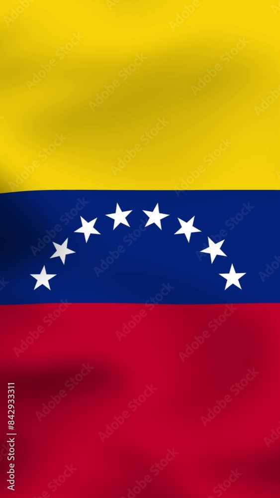 Vertical, portrait, video waving national flag of Venezuela. Smooth animation with highly detailed, realistic animated background for social media, screens smartphone. Official colors, cloth motion. Vertical, portrait, video waving national flag of Venezuela. Smooth animation with highly detailed, realistic animated background for social media, screens smartphone. Official colors, cloth motion.