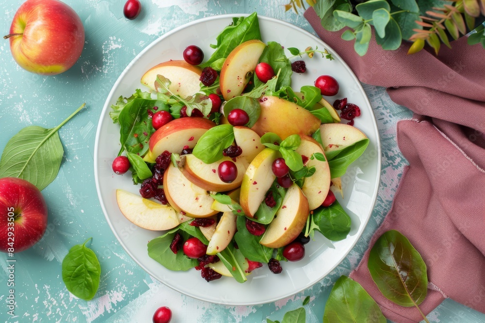 A Festive Apple and Cranberry Salad With Fresh Greens A Festive Apple and Cranberry Salad With Fresh Greens