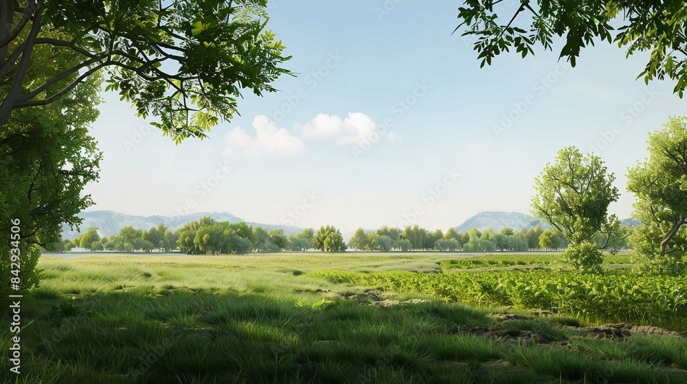 Serene Countryside Landscape with Focused Detail Serene Countryside Landscape with Focused Detail