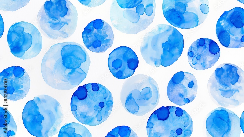 Blue polka dots on the white background, illustration, wallpaper, oil painting. Blue polka dots on the white background, illustration, wallpaper, oil painting.