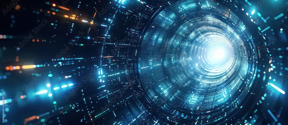 Fototapeta premium Luminous abstract circular tunnel.
