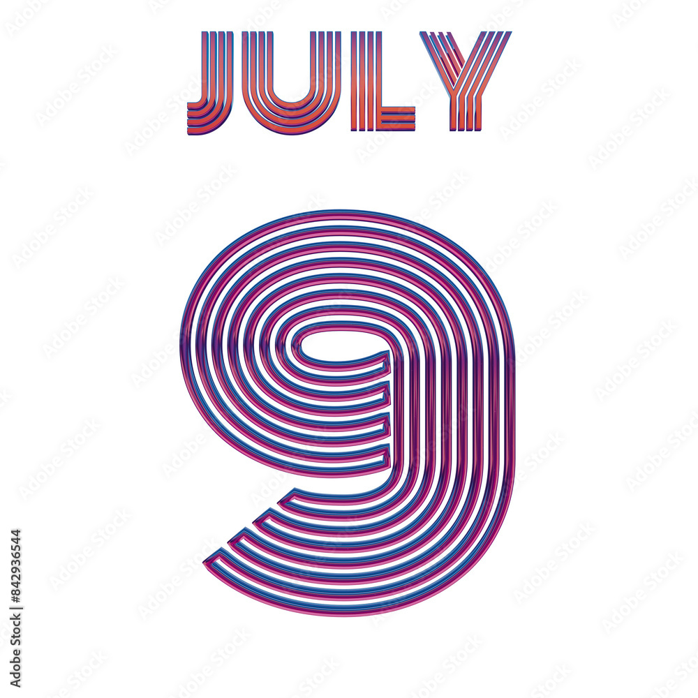 JULY 9 - FUTURISTIC NEON STYLE ISOLATED JULY 9 - FUTURISTIC NEON STYLE ISOLATED