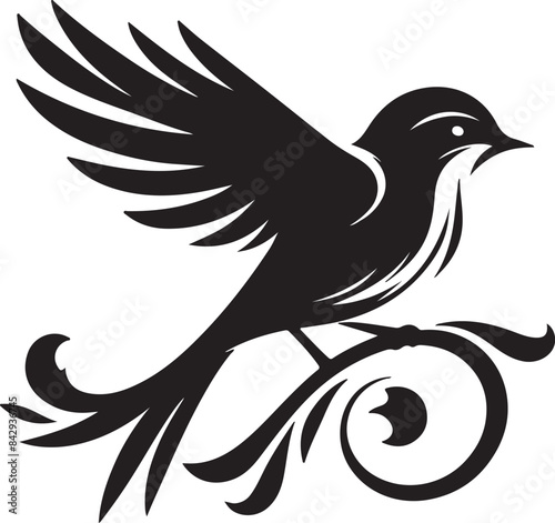 set of bird silhouette vector art illustration