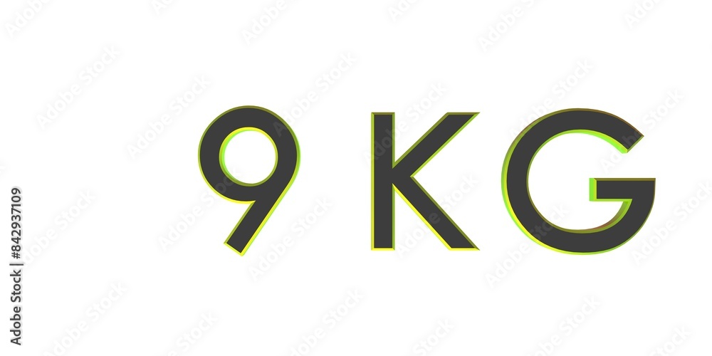 3D nine of kilograms on a white background isolate. Weight. Rendering. 3D nine of kilograms on a white background isolate. Weight. Rendering.