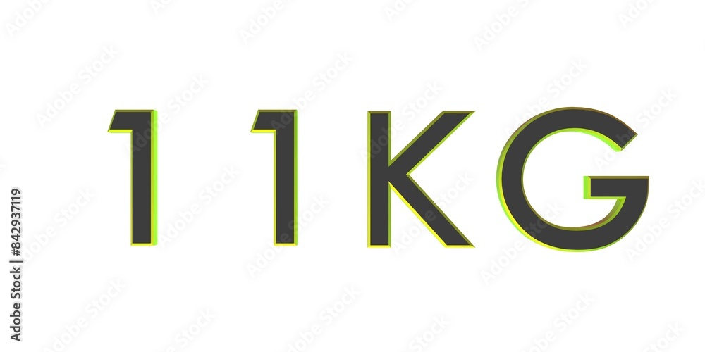 3D eleven of kilograms on a white background isolate. Weight. Rendering. 3D eleven of kilograms on a white background isolate. Weight. Rendering.
