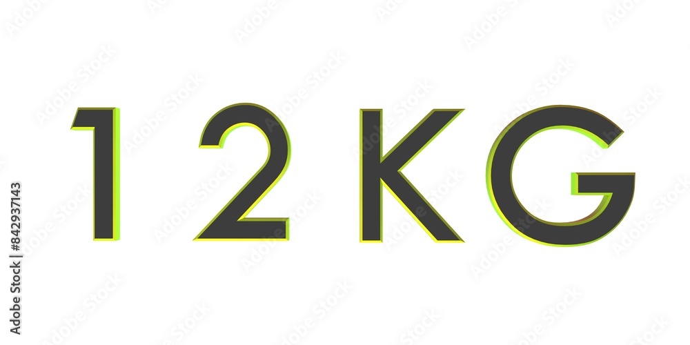 3D twelve of kilograms on a white background isolate. Weight. Rendering. 3D twelve of kilograms on a white background isolate. Weight. Rendering.