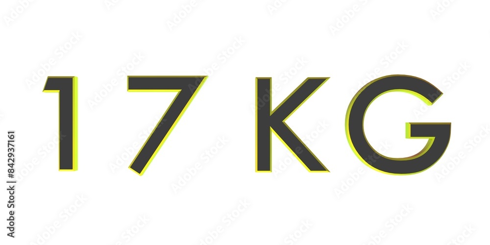 3D seventeen of kilograms on a white background isolate. Weight. Rendering. 3D seventeen of kilograms on a white background isolate. Weight. Rendering.