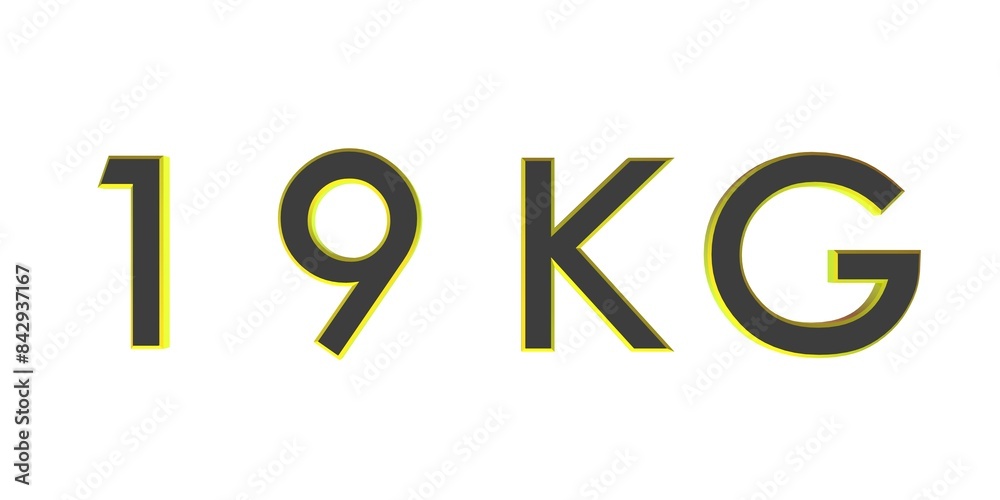 3D nineteen of kilograms on a white background isolate. Weight. Rendering. 3D nineteen of kilograms on a white background isolate. Weight. Rendering.