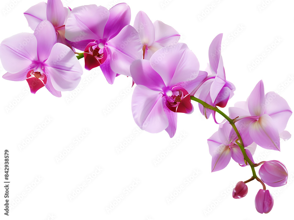 Branch of Orchid Flowers with Gradient Petals Isolated on Transparent Background Branch of Orchid Flowers with Gradient Petals Isolated on Transparent Background