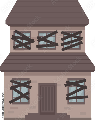 Two story abandoned home with boarded up windows illustrating urban decay