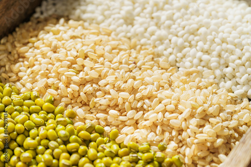 Various grains on a monochrome background