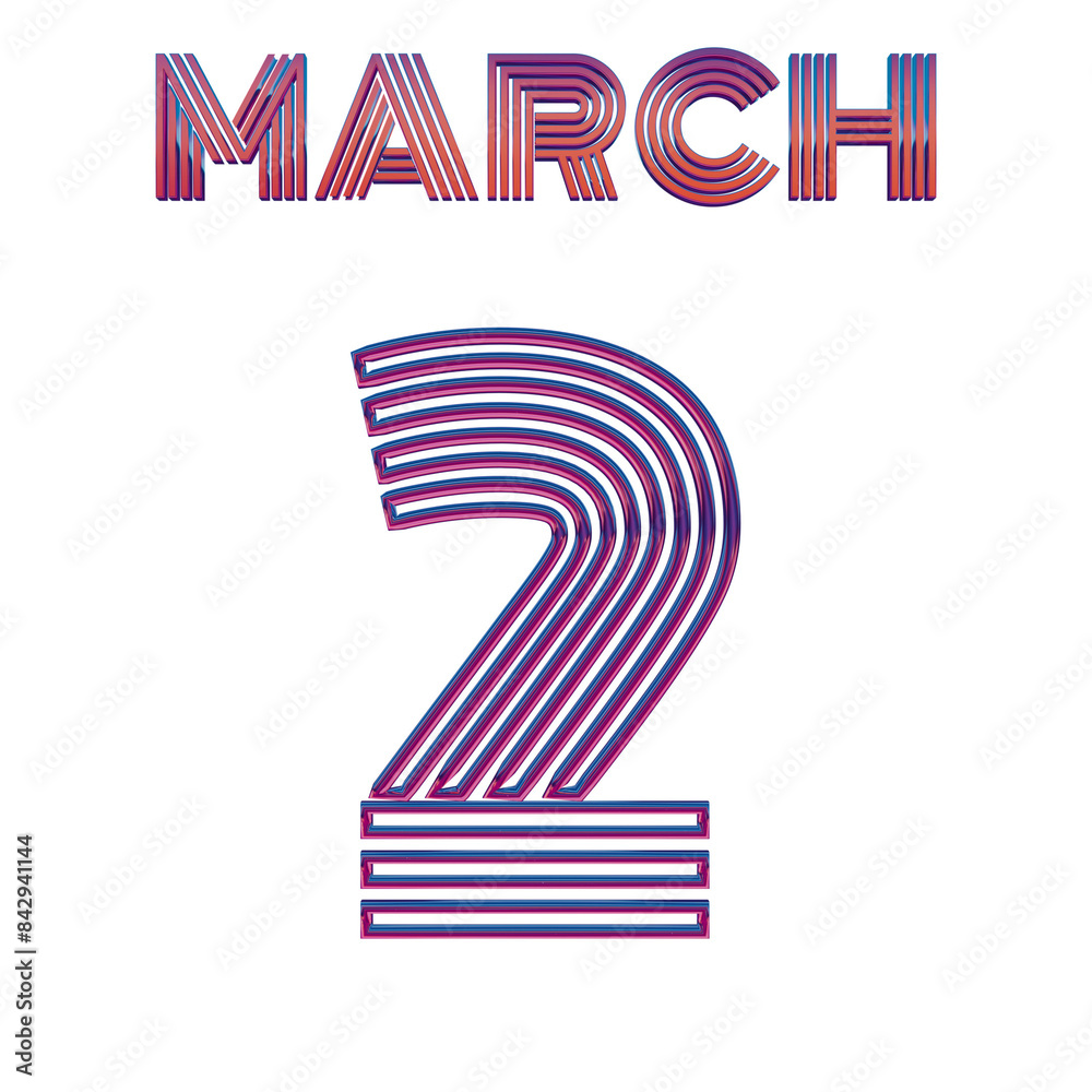 Obraz premium MARCH 2 - RETRO NEON GRAPHICS ISOLATED