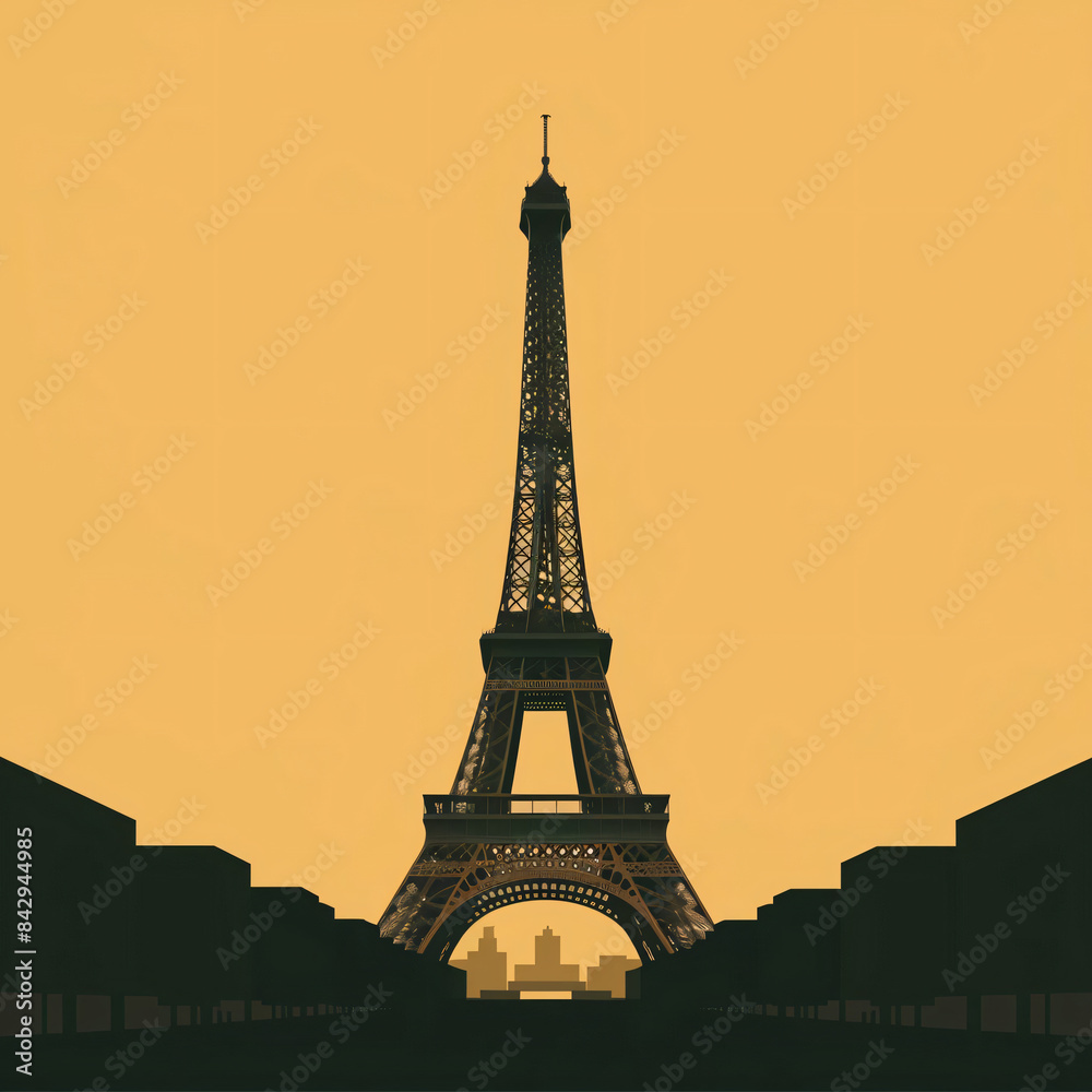Obraz premium Eiffel tower - minimalist image, Paris Olympics