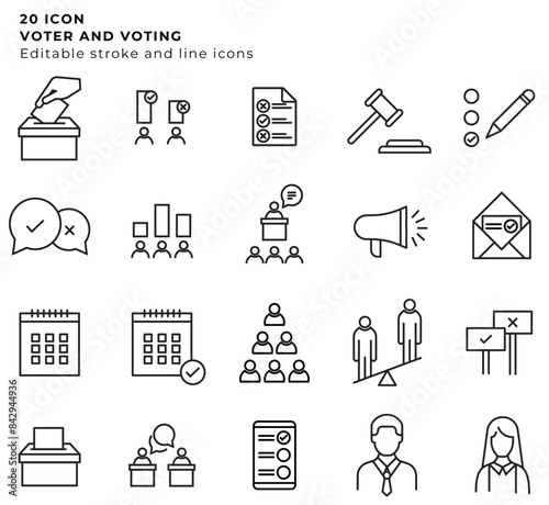 20 editable line stroke election vote
