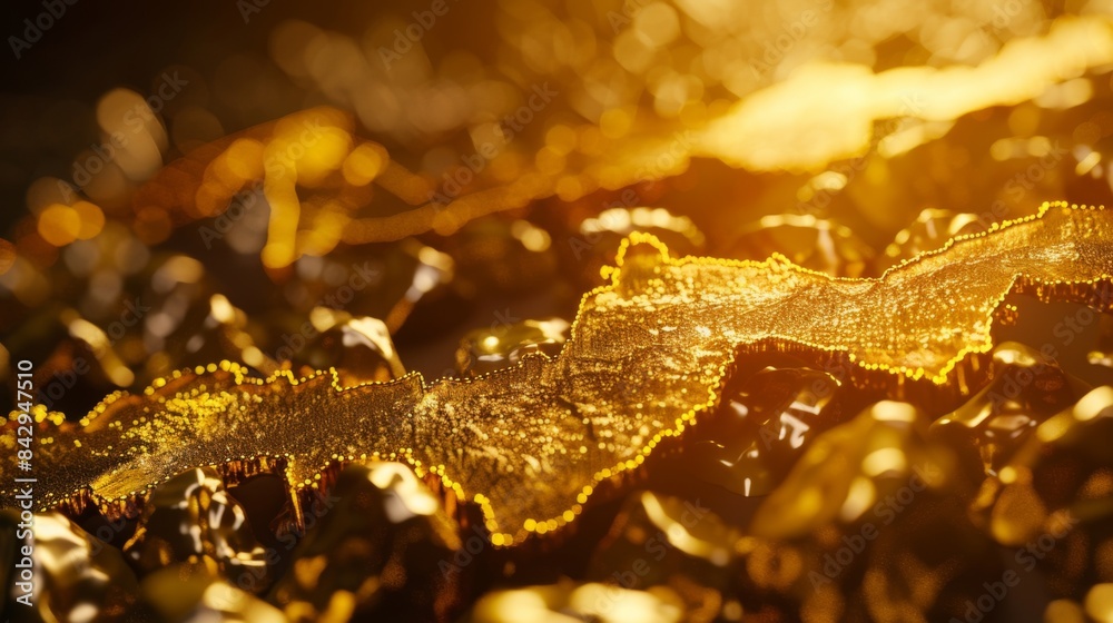 Close-up of a golden line graph charting the rise and fall of gold prices over time Close-up of a golden line graph charting the rise and fall of gold prices over time