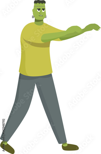 Classic frankenstein monster is walking with his arms outstretched