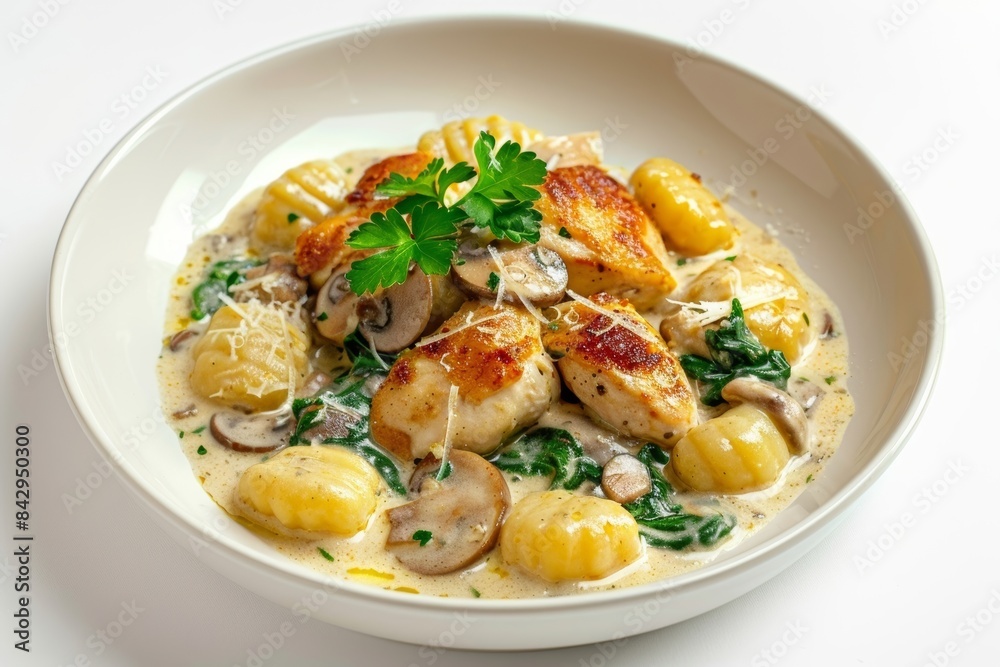 Mushroom Cream Gnocchi and Chicken Dish Mushroom Cream Gnocchi and Chicken Dish