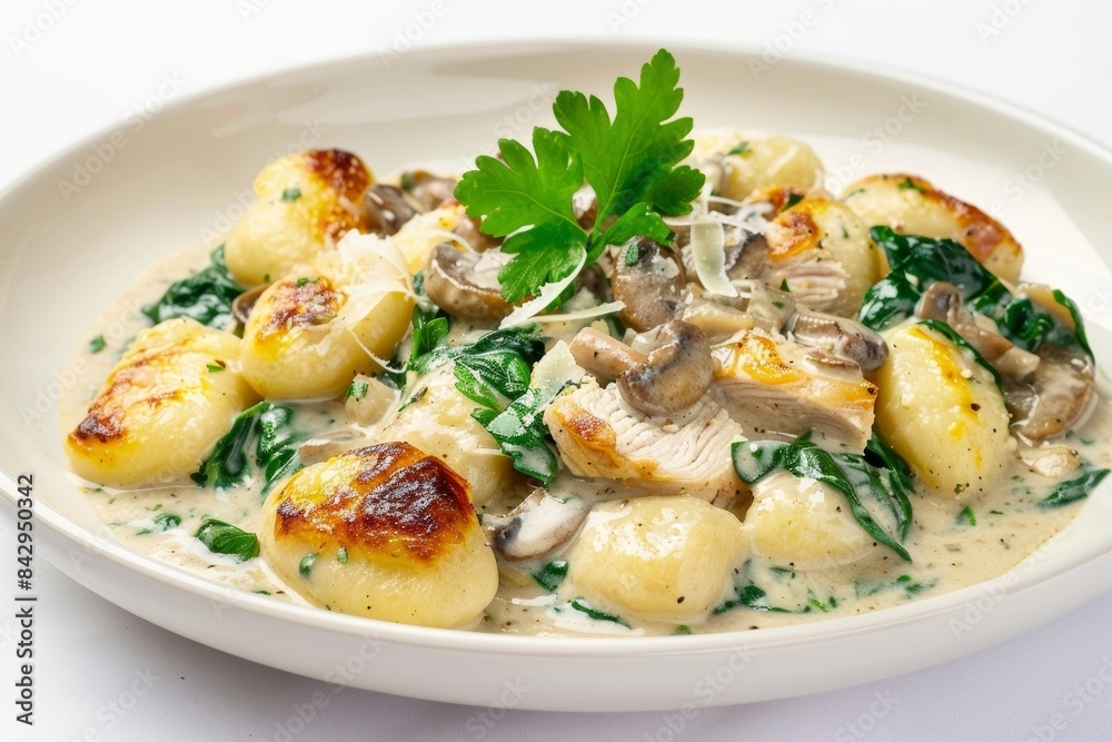 Baked Gnocchi with Chicken and Creamy Mushroom Sauce