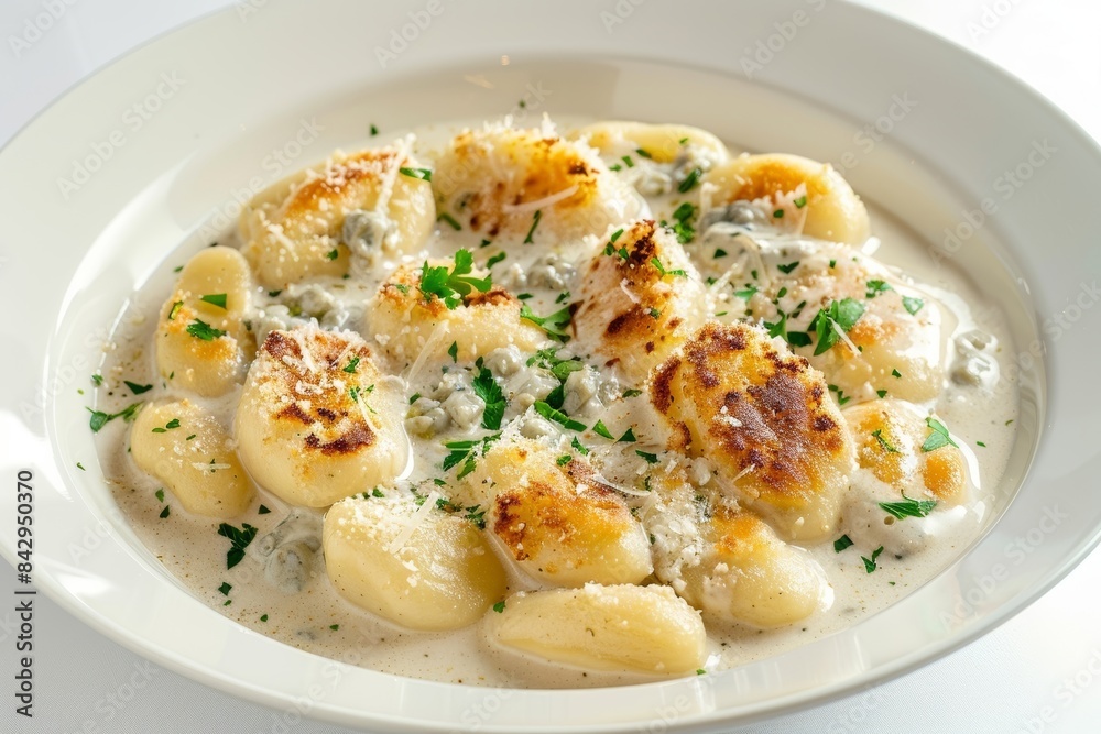 Golden Brown Gnocchi with Creamy Gorgonzola Sauce and Parmesan Golden Brown Gnocchi with Creamy Gorgonzola Sauce and Parmesan