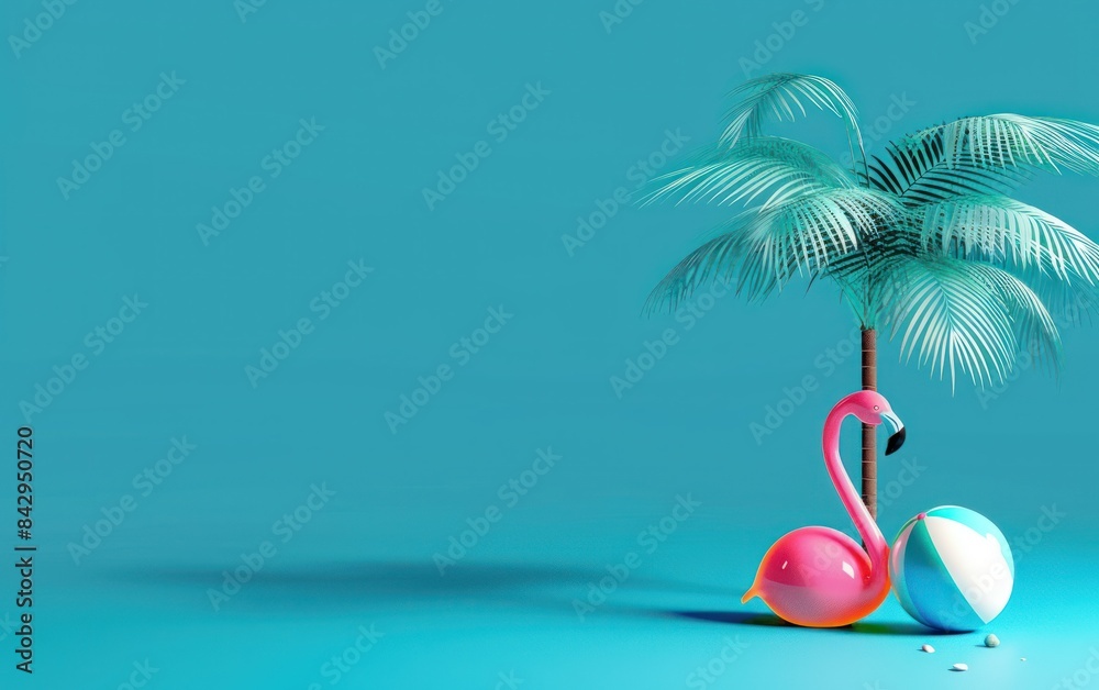Fototapeta premium Tropical Summer Concept with Flamingo Float