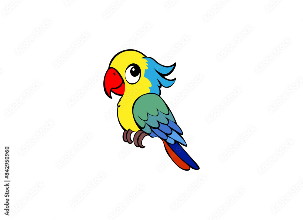 Fototapeta premium Vector illustration of a colorful parrot in a minimalist style