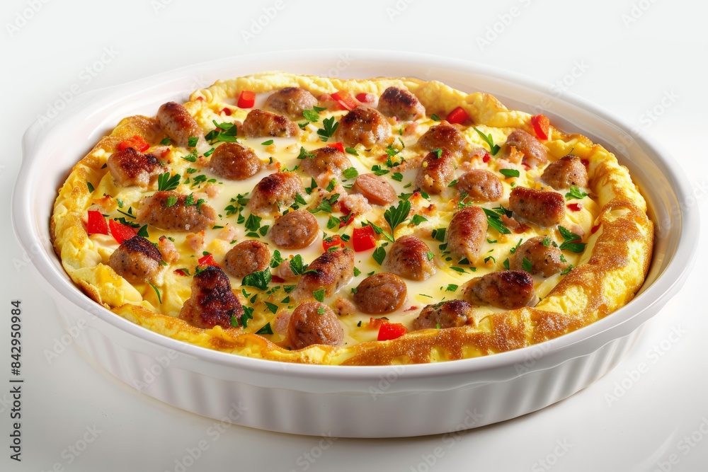 Baked Gruyere and Sausage Omelet with Red Bell Peppers Baked Gruyere and Sausage Omelet with Red Bell Peppers