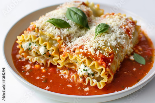 Baked Lasagna Roll-Ups with Parmesan Cheese and Herbs