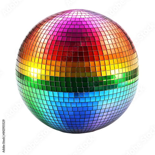 shiny disco mirror ball reflecting rainbow colors png