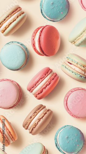 Macaroon pattern with beige background