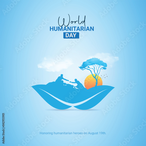 World Humanitarian Day Crative Ads Design. Humanitarian Day help protection icon isolated on Template for background. Humanitarian Day  Poster, vector, illustration, August 19. Important day