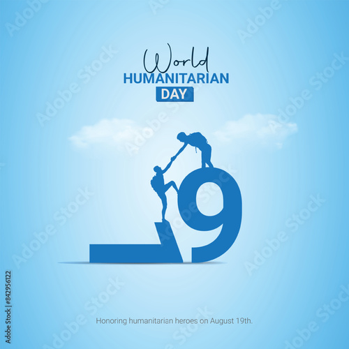 World Humanitarian Day Crative Ads Design. Humanitarian Day help protection icon isolated on Template for background. Humanitarian Day  Poster, vector, illustration, August 19. Important day
