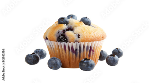 blueberry muffin isolated on white