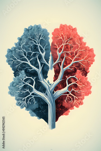 vintage style illustrated lungs, lung brathing mmedical lung illustration, human lung illustrated photo
