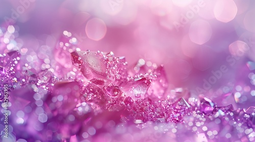Glistening pink crystals with deep purple background.
