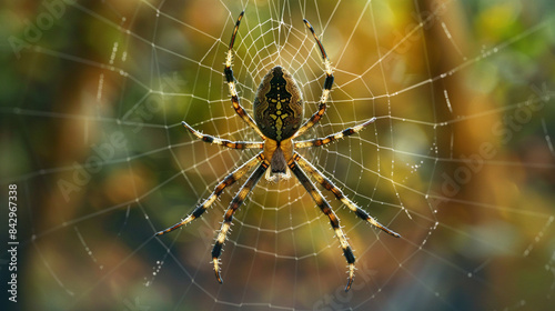Symmetrical Elegance: Spider Weaving Its Intricate Web