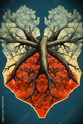 vintage style illustrated lungs, lung brathing mmedical lung illustration, human lung illustrated photo