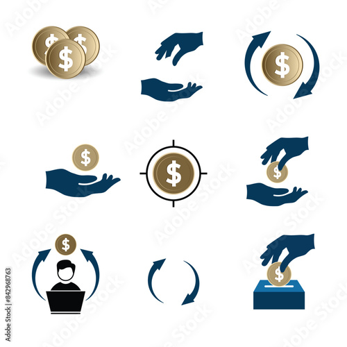 coin icon set. flat design style. Suitable for use for finance, banking, reports, favors etc. vector design templates