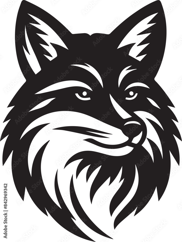 Obraz premium Minimalist Vector Illustrations of an Angry Fox Head for Eye-Catching Logos and Branding