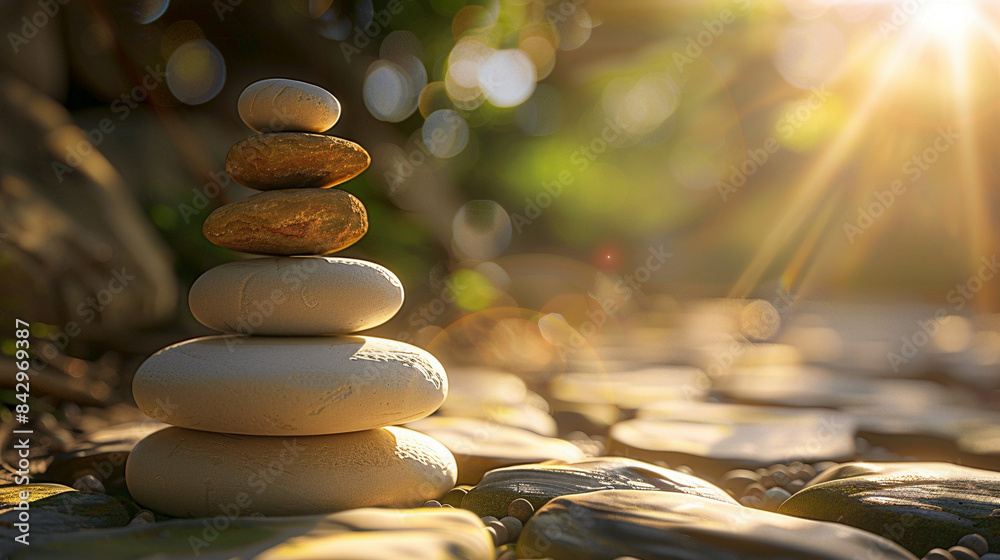 Obraz premium Harmony in Balance: Serenity of Stacked Stones