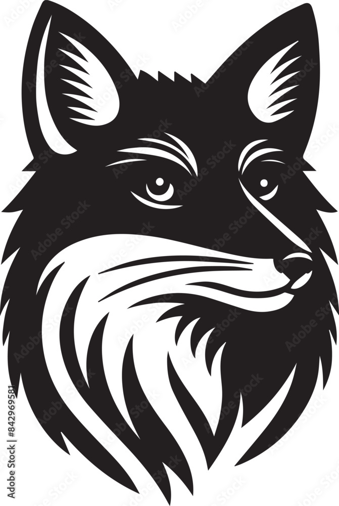 Obraz premium Minimalist Vector Illustrations of an Angry Fox Head for Eye-Catching Logos and Branding