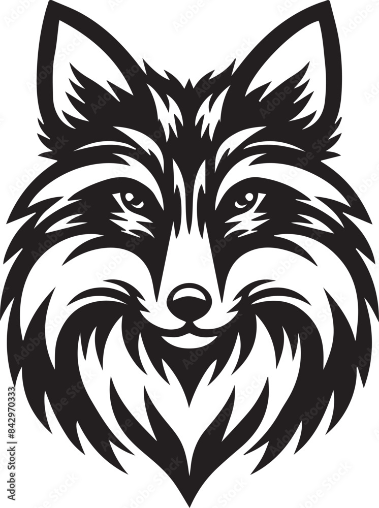 Fototapeta premium Minimalist Vector Illustrations of an Angry Fox Head for Eye-Catching Logos and Branding