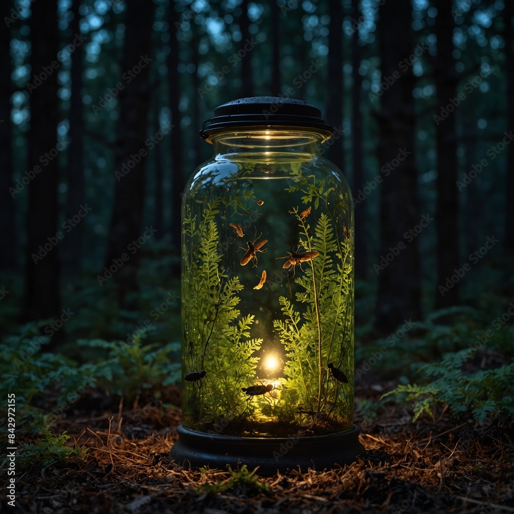 oil jar with cricket with forest background oil jar with cricket with forest background