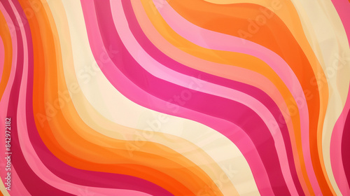 Orange and Pink retro groovy background presentation design 