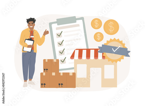 Authorized seller isolated concept vector illustration.