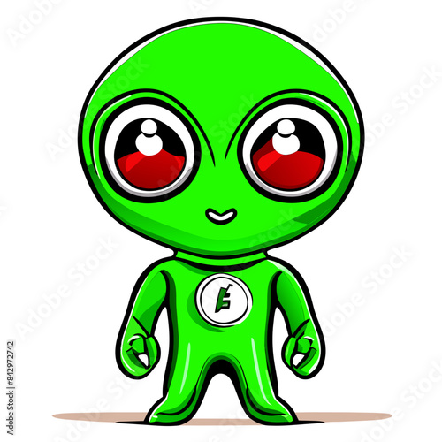 Vector Illustration of Friendly Alien Mascot for T-shirt Design and Wall Art