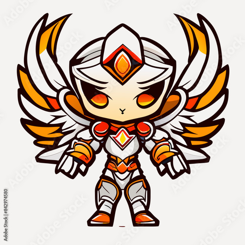 "Detailed Angel Character Vector Art Facing Forward"